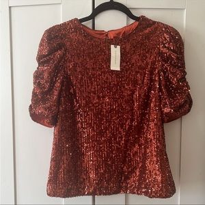 Anthropologie Marie copper sequin top NWT size 8